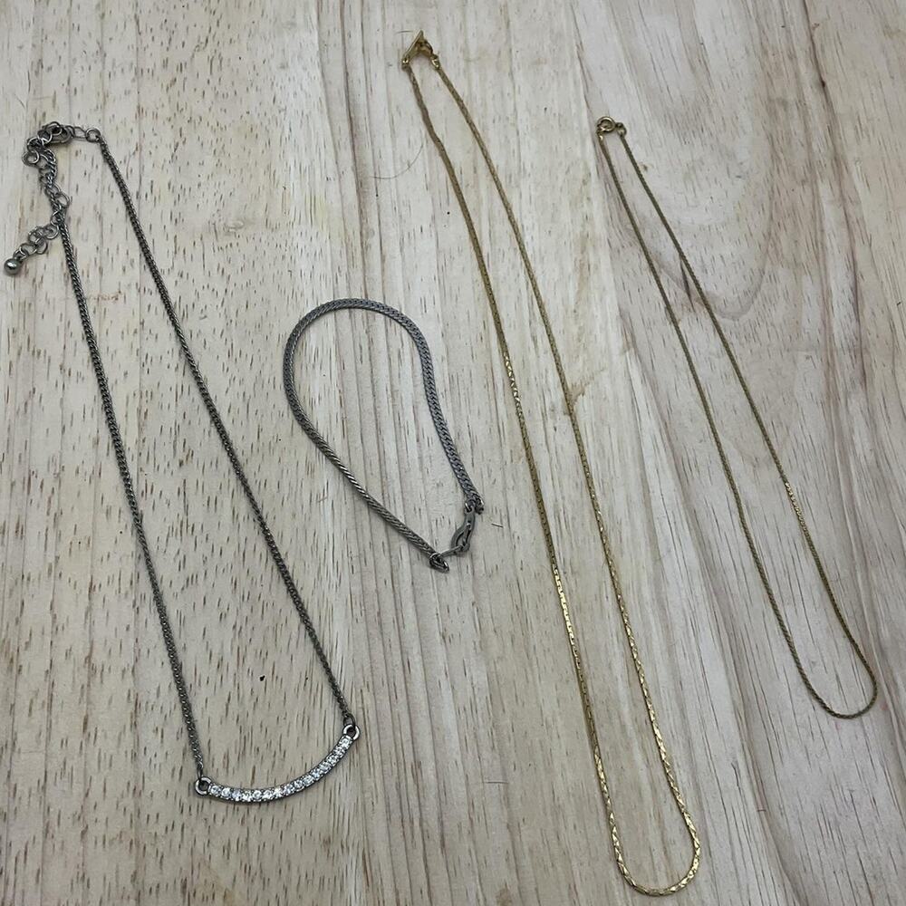 Necklace Lot Chain Goldโ Tone Silver Tone Crystal Bar Mixed Length Womens Set
